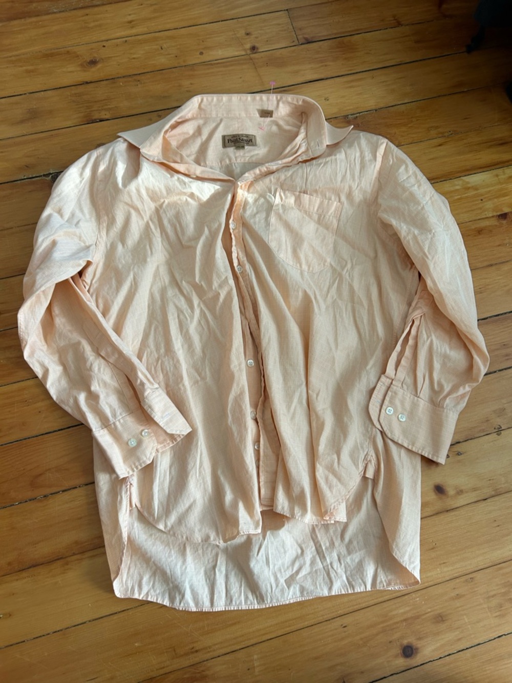 ☀️3/$25 Paul stuart orange button down shirt plaid 17.5 Canada vintage